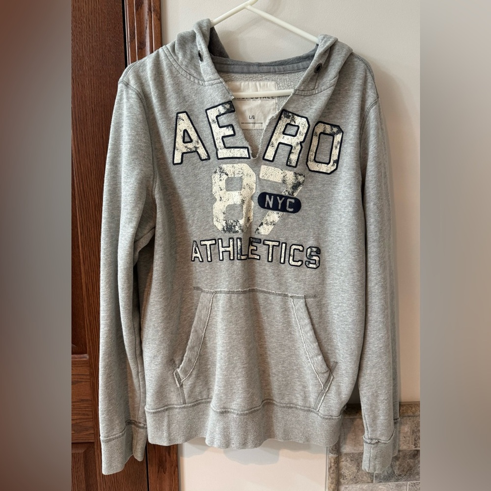 NEW Mens Large Aeropostale Gray Hoodie Sweater